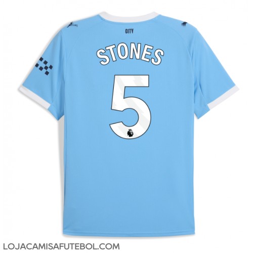 Camisa de Futebol Manchester City John Stones #5 Equipamento Principal 2025-26 Manga Curta